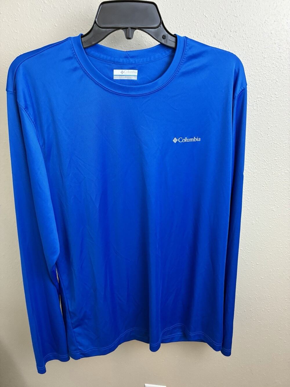 Columbia Long Sleeve PFG fishing Sun Shirt Blue Men’s Large Omni Wick